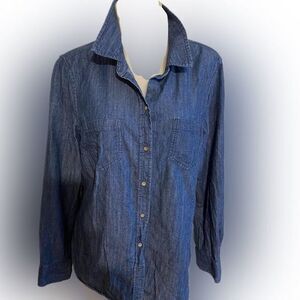 Gap Boyfriend Denim Shirt - S navy, cotton button down